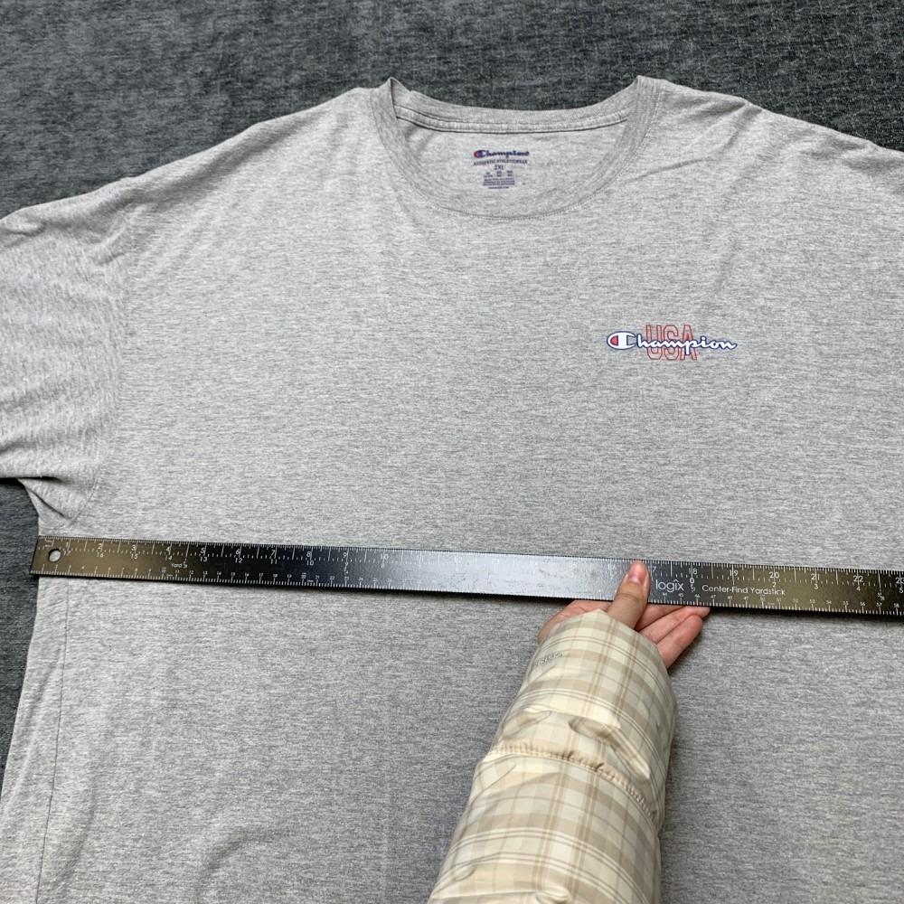 Vintage Champion T Shirt Mens 2XL Gray Short Sleeve Logo Classic Streetwear - Picture 9 of 16